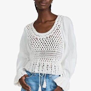 BNWT Free People white Crochet Blouse